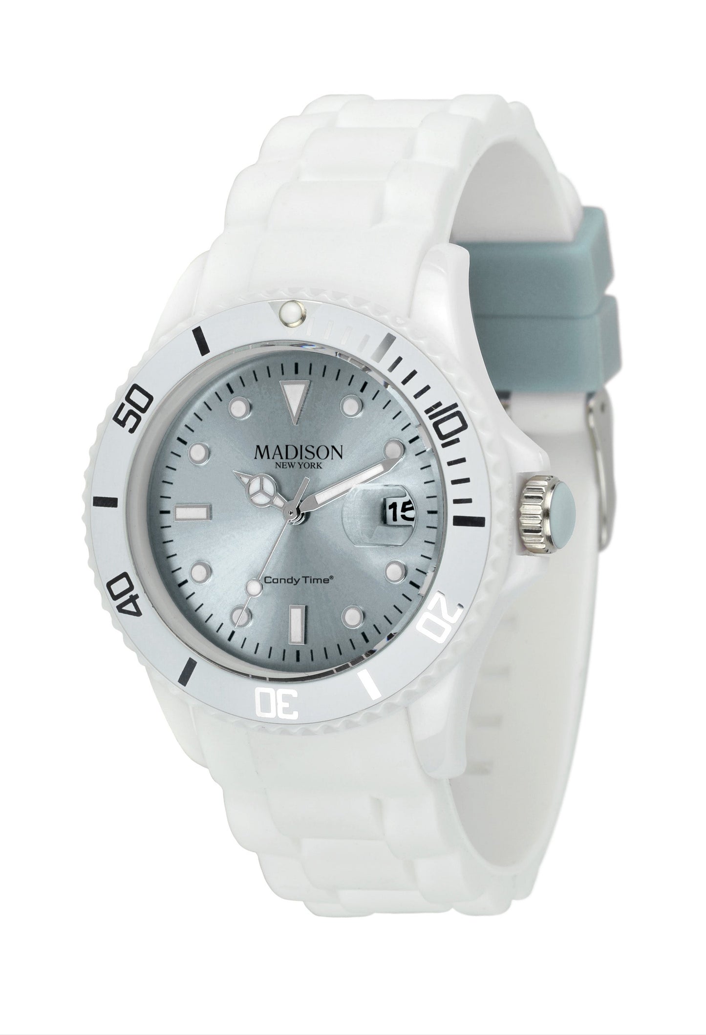 Madison Candy White Fashion Watch graublau