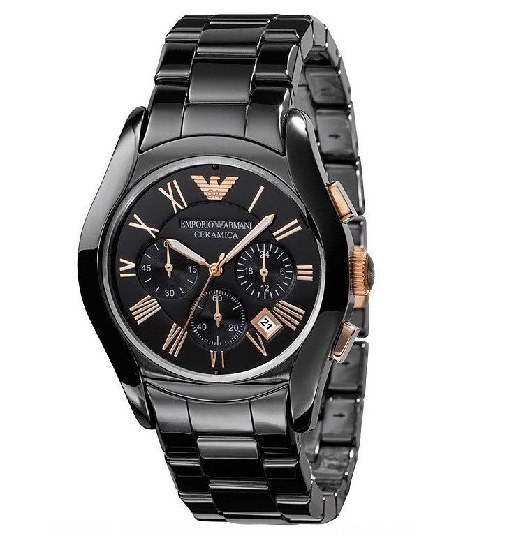 Emporio Armani Keramik Chronograph - Schwarz & Roségold