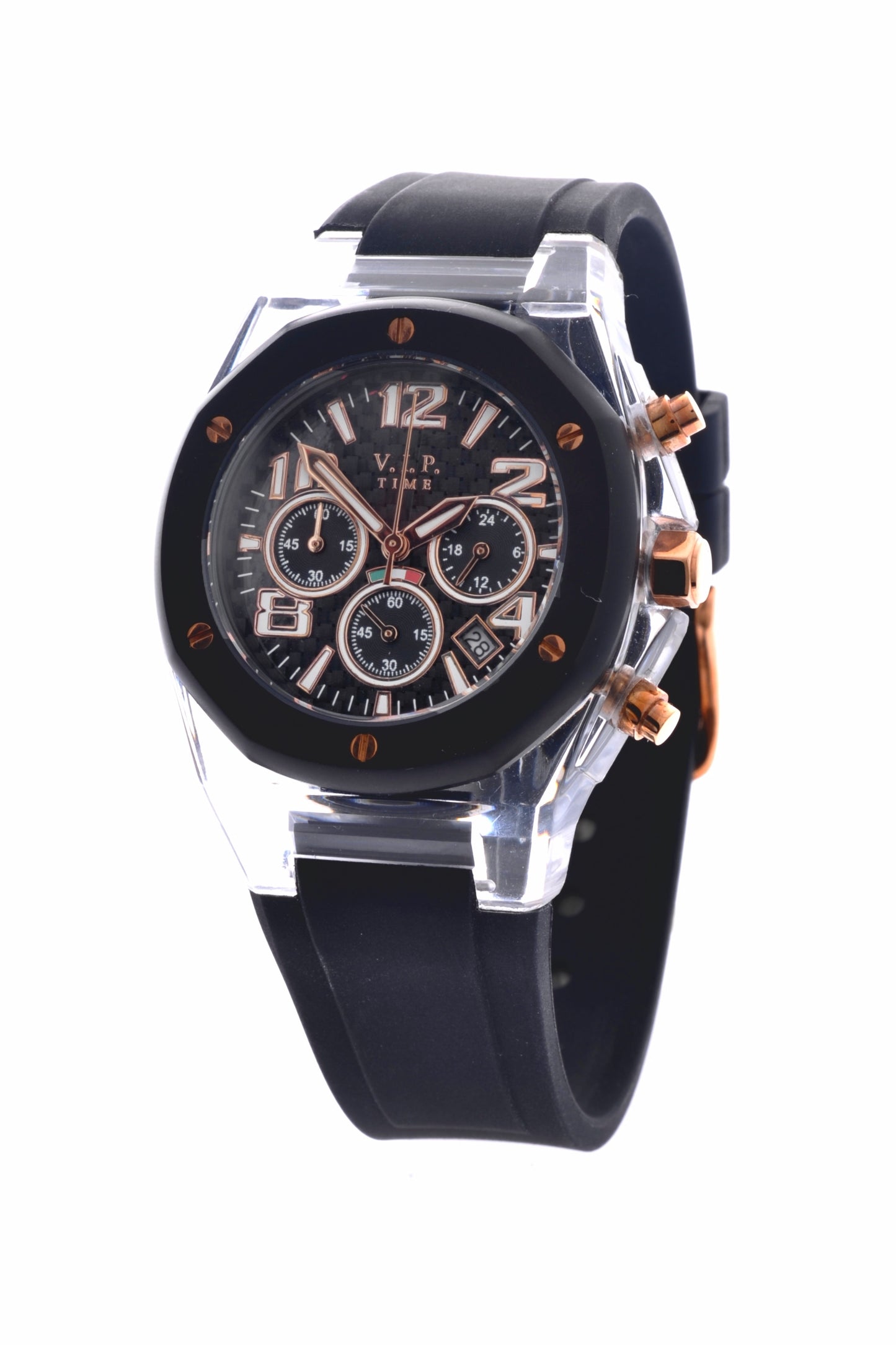 V.I.P. TIME Italy Chronograph Elegance Black-Rose