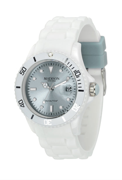 Madison Candy White Fashion Watch graublau