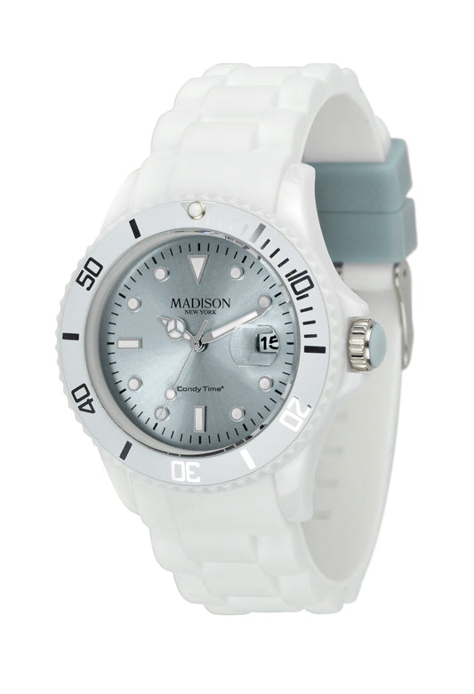 Madison Candy White Fashion Watch graublau