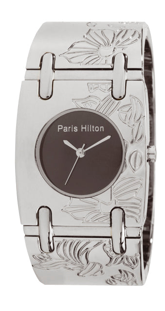 Paris Hilton Bangle Uhr in Silber mit schwarzem Zifferblatt